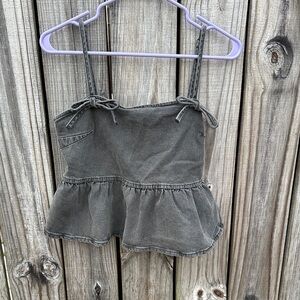 Wild Fable Denim Black/Gray Peplum Tank Top
